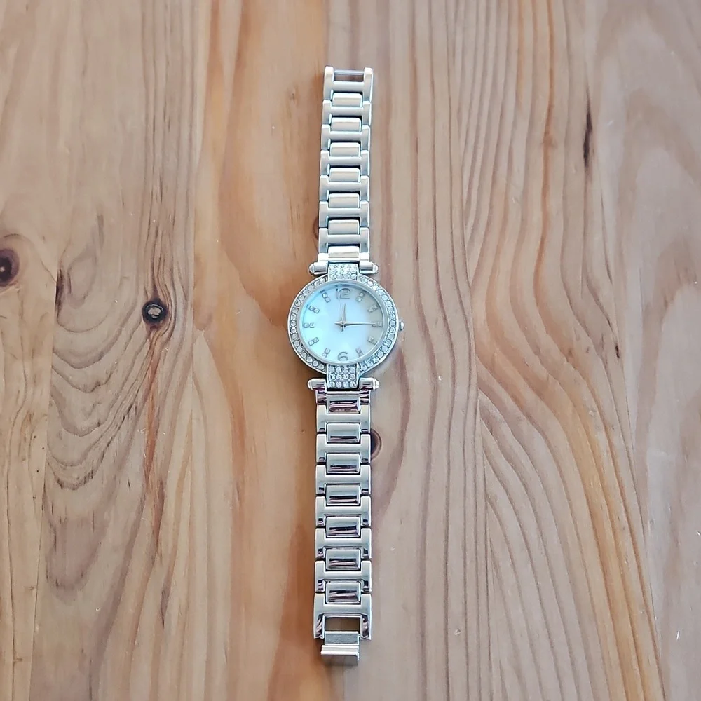 Silver and crystal fashion watch